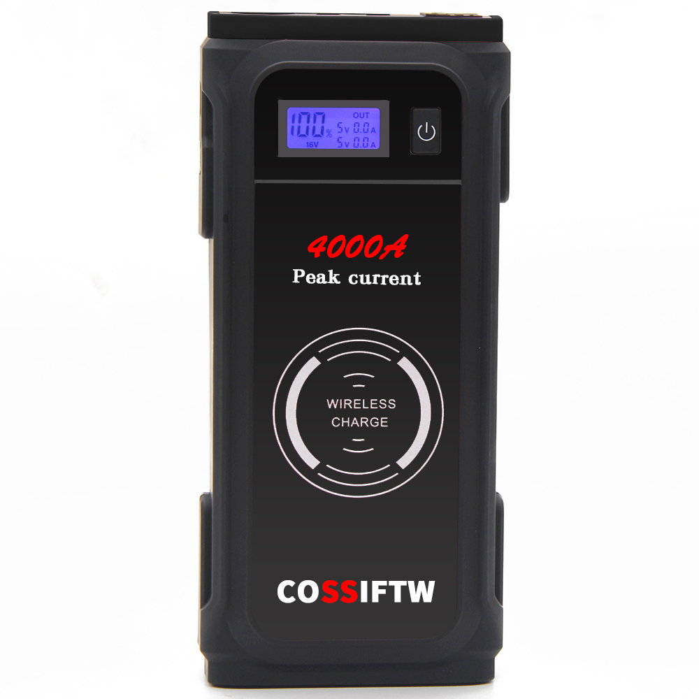 HDW01 COSSIFTW 4000A汽車電源電池20000mAh便攜式10W無線充電器LED燈安全電池充電器移動打火電源